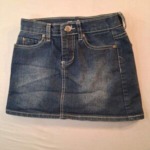 Miss Jeans Womens Size 7 Denim Mini Skirt Studded Rhinestone Dark Wash Stretch